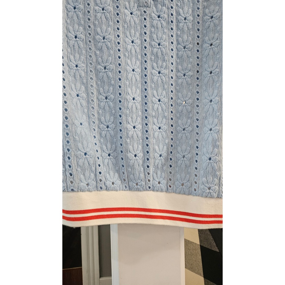 NWT Girlhoodcore Maeve Anthropologie Light Blue Pointelle Knit PoloButton Top XL - Picture 4 of 6